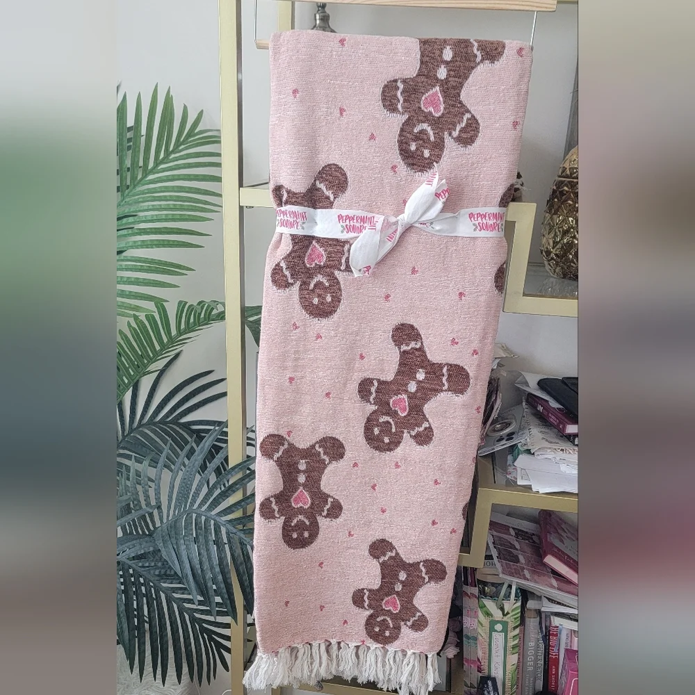 Two Left! - NWT Peppermint Square Gingerbread Blanket